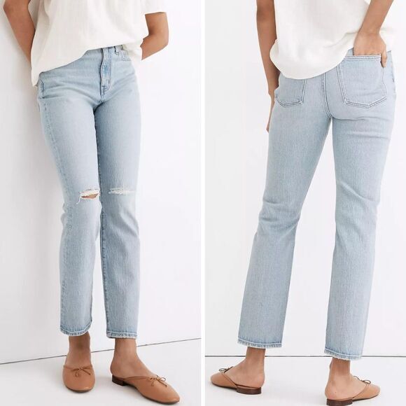 NEW‎ Madewell High-Rise Slim Crop Boyjean in Dumas Wash: Ripped Edition, 25 - Picture 1 of 16